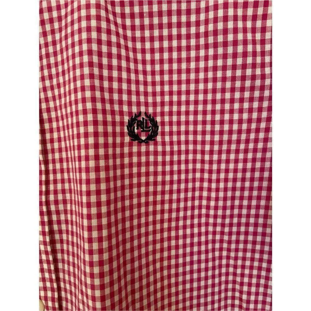 Pink Gingham Boys Ralph Lauren Long Sleeved Shirt (Size 14)
